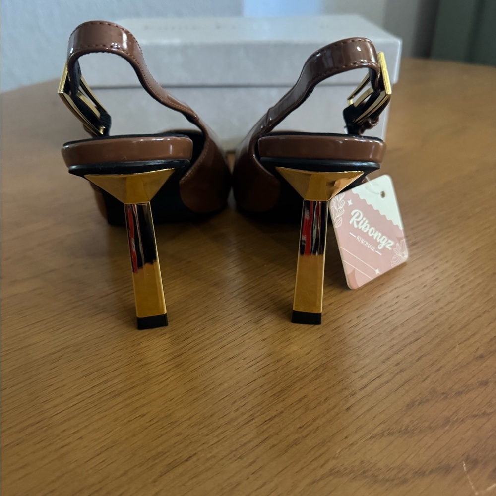 Brown and Gold Women's Heels
